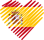 Logo of Experto Sencitas - Spain, Heart Shaped Image of Spain flag.